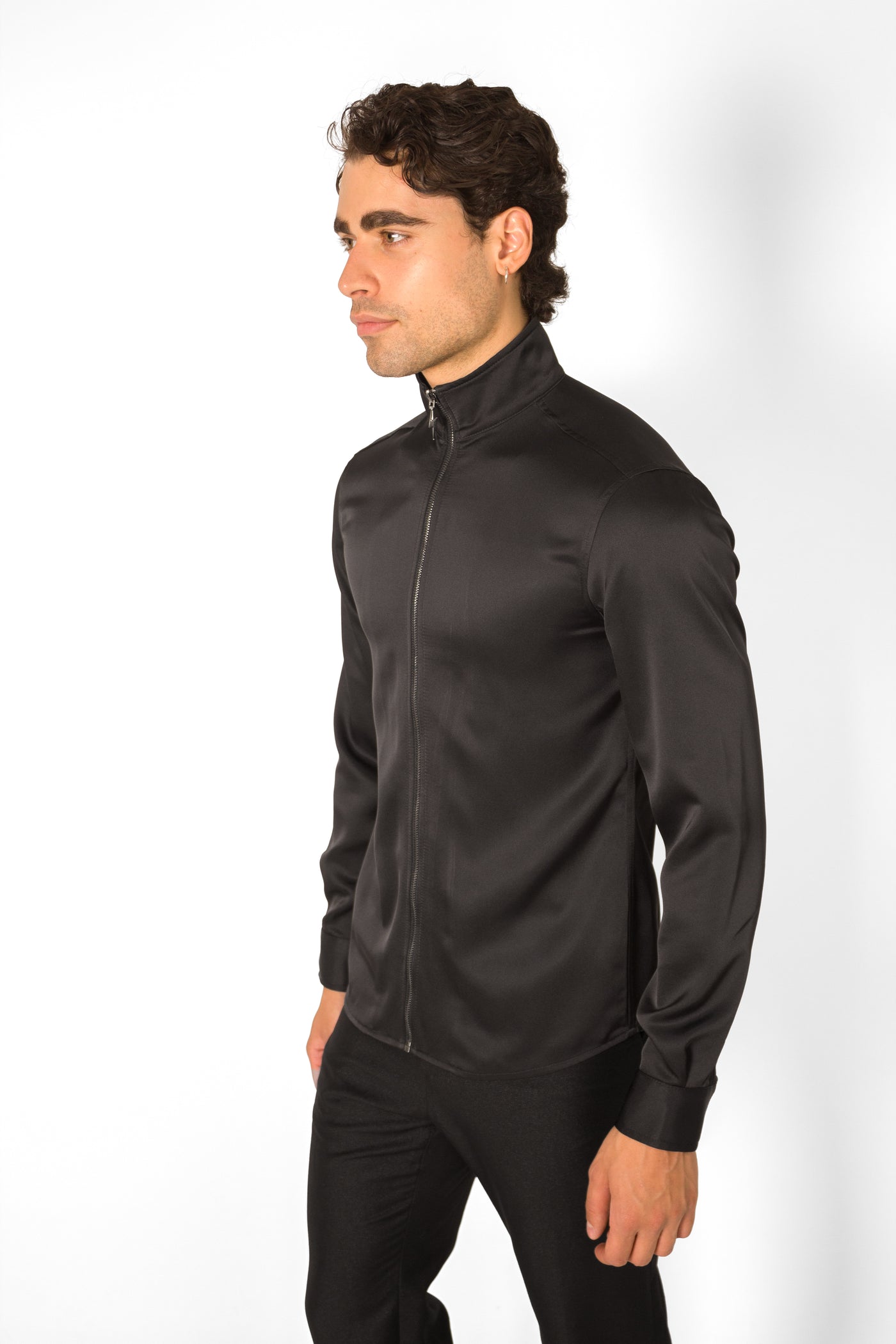 BLACK SATIN THUNDER SHIRT