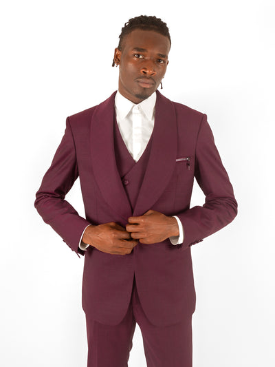 BURGUNDY THREE-PIECE SUIT